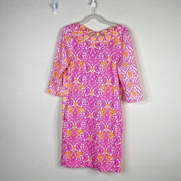 Gretchen Scott Floral Print‎ Dress Pink Artsy Coastal Resortwear Preppy Small - Picture 2 of 12